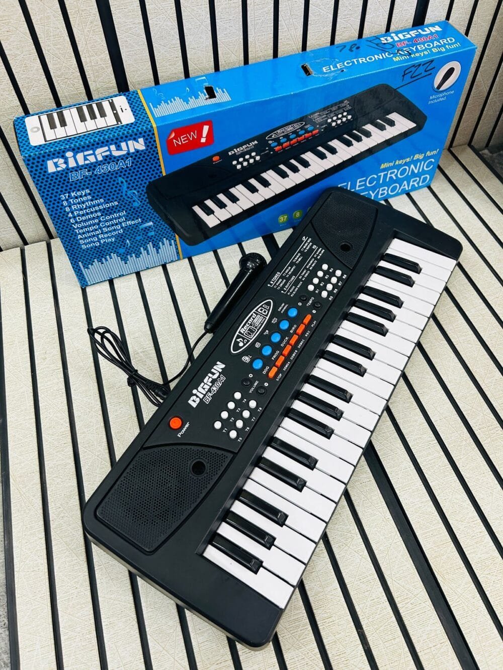 Storio Musical Sound Toys 37 Key Piano Keyboard Toy with Recording and Mic and Adapter for Power